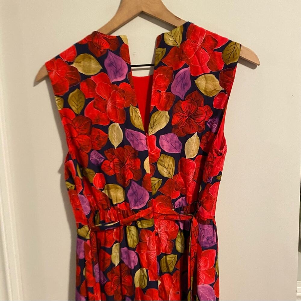 Tuckernuck DYVNA Red Green Floral Silk Maxi Dress XS - Picture 8 of 9